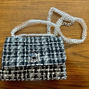 Badgley Mischka Black and White Tweed Bag